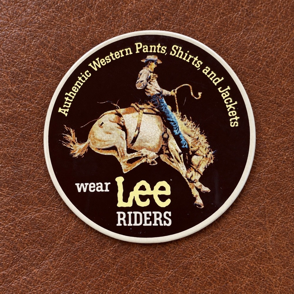 Vintage Lee Riders Cowboy Rodeo Advertising Magnet Western Wear Graphic 2 5/8"